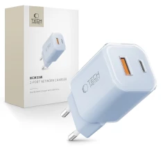 Мережевий зарядний пристрій Tech-Protect NCM33W PD/QC 33W USB-C | USB-A Baby Blue (5906302375769)