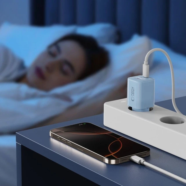 Мережевий зарядний пристрій Tech-Protect NCM33W PD/QC 33W USB-C | USB-A Baby Blue (5906302375769)