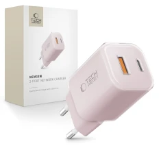 Мережевий зарядний пристрій Tech-Protect NCM33W PD/QC 33W USB-C | USB-A Baby Pink (5906302375776)