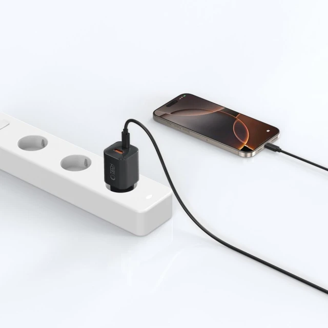 Мережевий зарядний пристрій Tech-Protect NCM33W PD/QC 33W USB-C | USB-A Black (5906302375783)