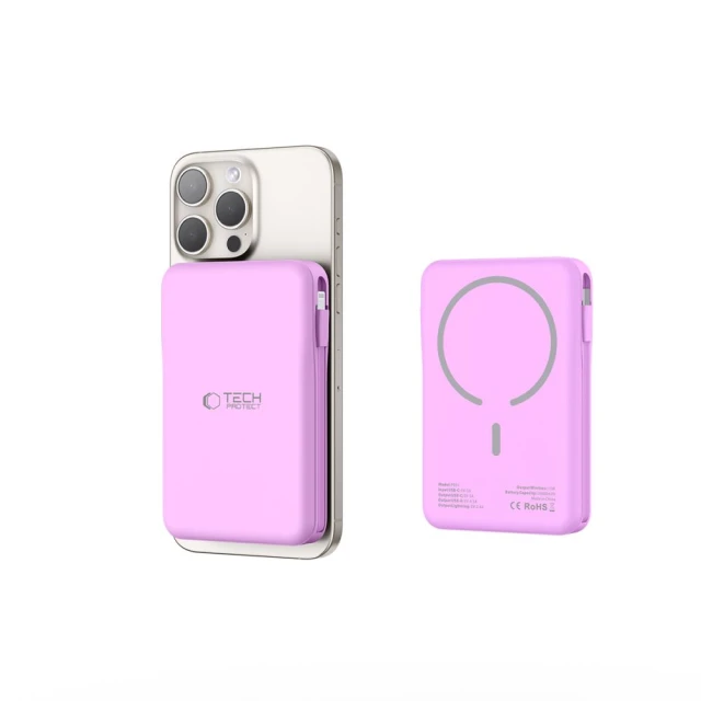 Портативний зарядний пристрій Tech-Protect PB31 LifeMag 10000mAh Lavender with MagSafe (5906302375820)