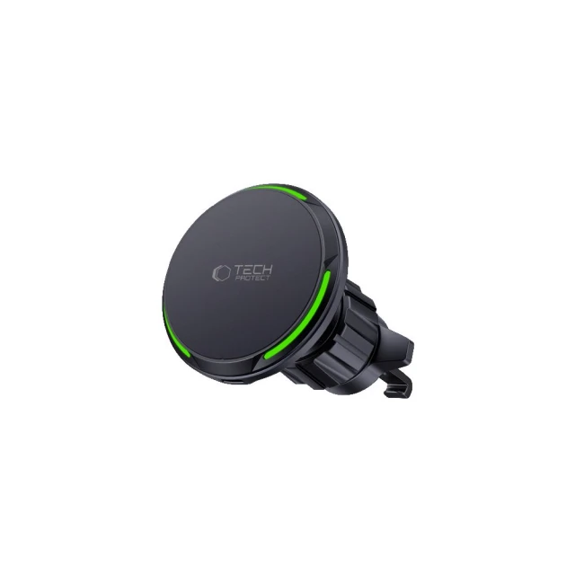 Автотримач із функцією бездротової зарядки Tech-Protect MM15W-V7 QI2 Magnetic Dashboard & Vent Car Mount Wireless Charger 15W Black with MagSafe (5906