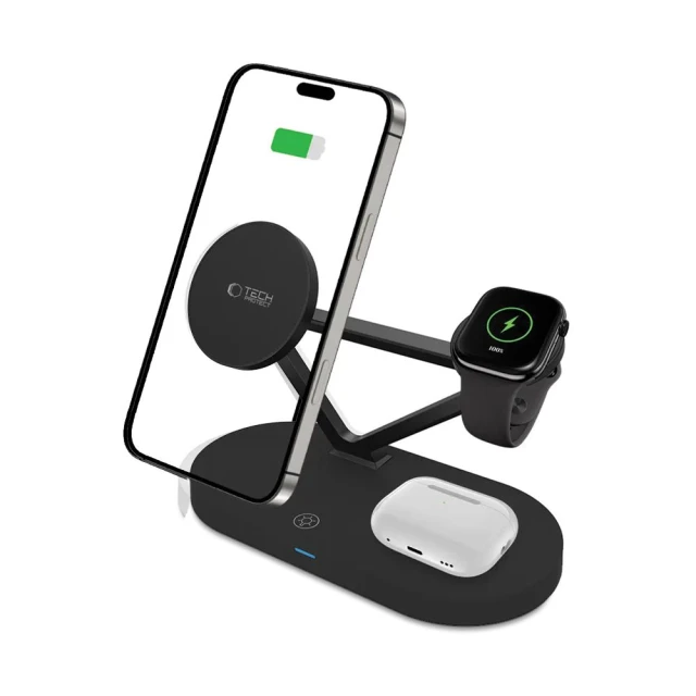 Бездротовий зарядний пристрій Tech-Protect A41 15W 3-in-1 Black with MagSafe (5906302380152)