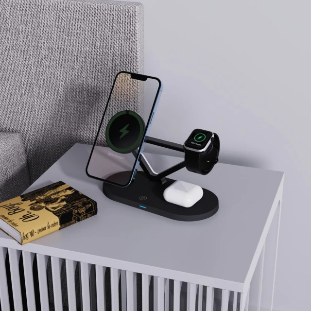 Бездротовий зарядний пристрій Tech-Protect A41 15W 3-in-1 Black with MagSafe (5906302380152)