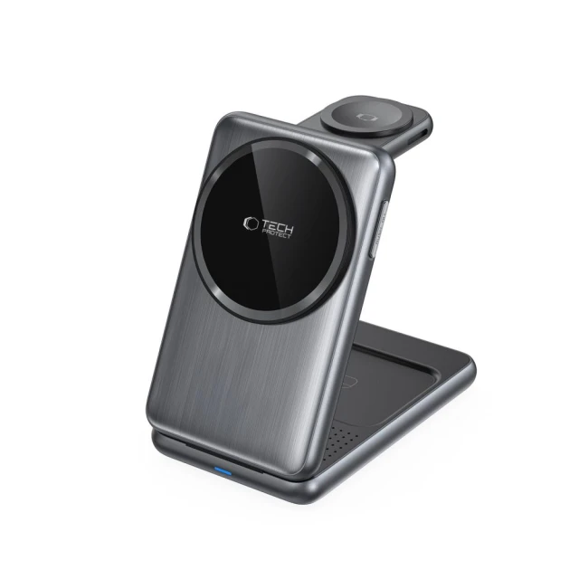 Бездротовий зарядний пристрій Tech-Protect A42 3-in-1 15W Space Grey with MagSafe (5906302380169)