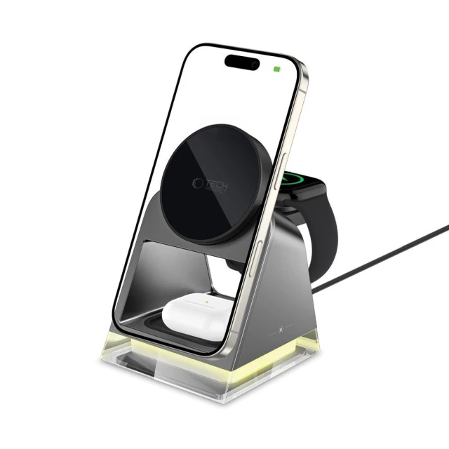 Беспроводное зарядное устройство Tech-Protect A43 3-in-1 15W Black with MagSafe (5906302380183)