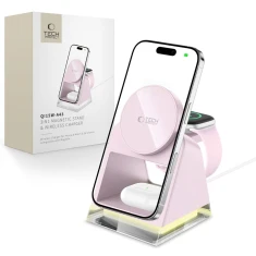 Бездротовий зарядний пристрій Tech-Protect A43 3-in-1 15W Baby Pink with MagSafe (5906302380190)