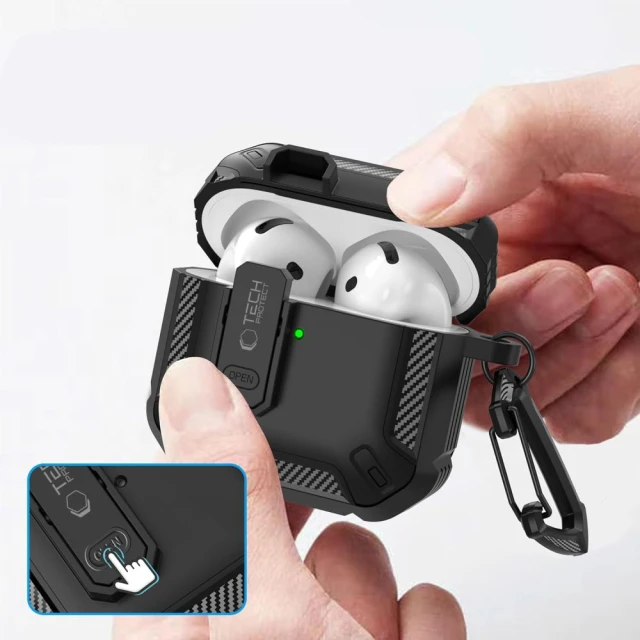 Чохол для навушників Tech-Protect Carbonox для AirPods 4 Black (5906302380312)