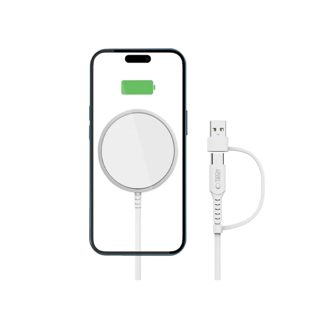Бездротовий зарядний пристрій Tech-Protect A44 15W White with MagSafe (5906302380329)