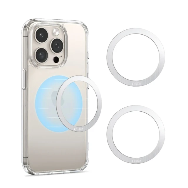 Магнитное кольцо Tech-Protect MMP-110 Magnetic Ring (2 pack) Silver Silver with MagSafe (5906302380473)
