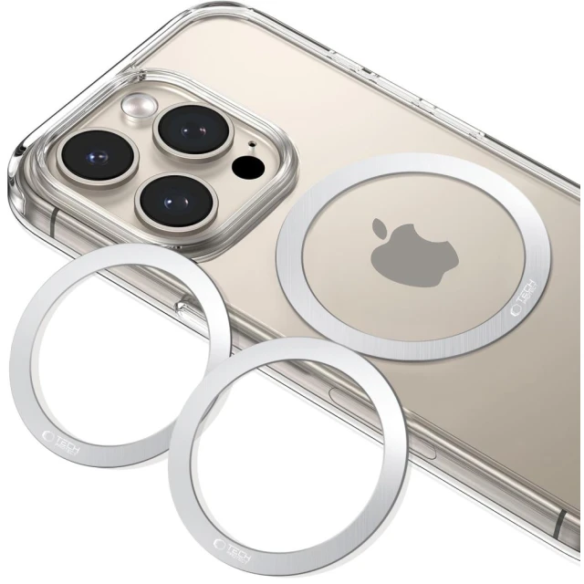 Магнитное кольцо Tech-Protect MMP-110 Magnetic Ring (2 pack) Silver Silver with MagSafe (5906302380473)