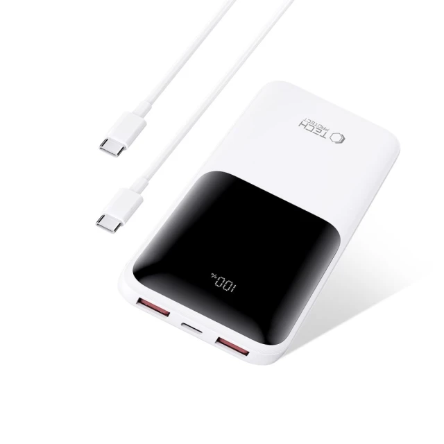 Портативний зарядний пристрій Tech-Protect PB01 10000 mAh 22.5W with USB-A to USB-C Cable 0.5 m White (5906302380497)