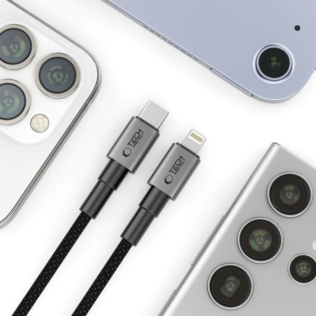 Кабель Tech-Protect Ultraboost DNA USB-C to Lightning 27W 1 m Iron Grey (5906302380879)