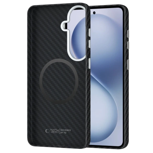 Чохол Tech-Protect Ion Carbon для Samsung Galaxy S26 Black/Silver with MagSafe (5906302390519)