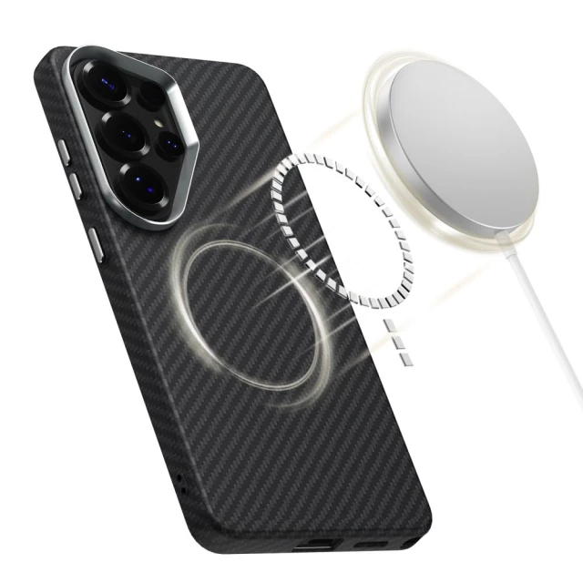 Чохол Tech-Protect Ion Carbon для Samsung Galaxy S26 Ultra Black/Silver with MagSafe (5906302390526)