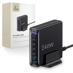 Зарядний пристрій Tech-Protect DC240W-GAN 6-Port Desktop Charger PD 240W / QC3.0 Black (5906302390878)