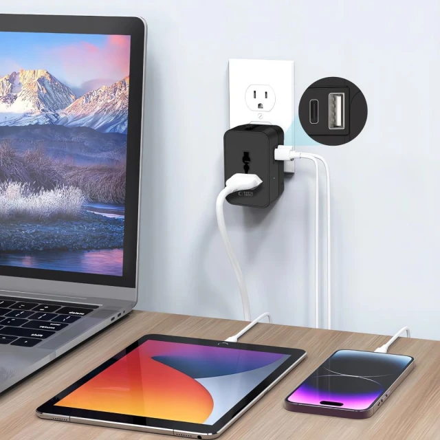 Подорожній адаптер Tech-Protect TA300 Travel Adapter EU / UK / US / AU Black (5906302392919)