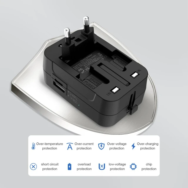 Подорожній адаптер Tech-Protect TA300 Travel Adapter EU / UK / US / AU Black (5906302392919)