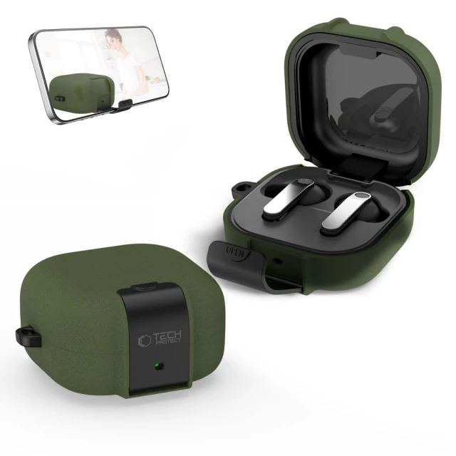 Чохол для навушників Tech-Protect Slim Hook для Samsung Galaxy Buds 4 / 4 Pro Olive Green (5906302392957)