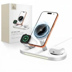 Бездротова зарядка Tech-Protect A51 ArcticBoost 3in1 Magnetic 25W Qi2.2 White with MagSafe (5906302392971)