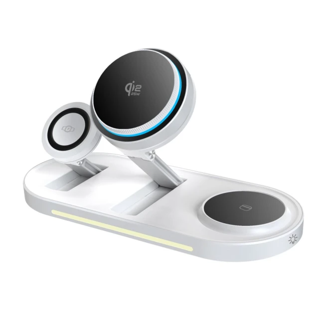 Бездротова зарядка Tech-Protect A51 ArcticBoost 3in1 Magnetic 25W Qi2.2 White with MagSafe (5906302392971)