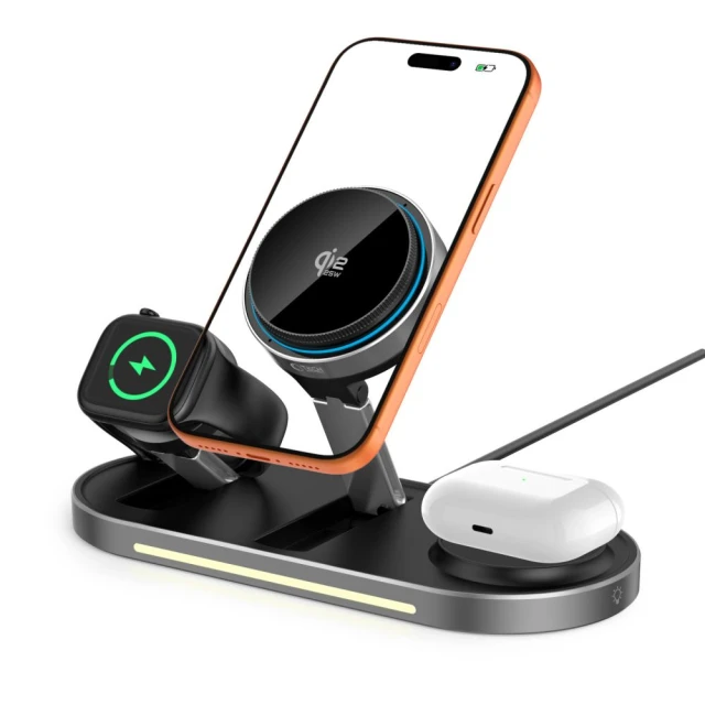 Бездротова зарядка Tech-Protect A51 ArcticBoost 3in1 Magnetic 25W Qi2.2 Black with MagSafe (5906302392988)
