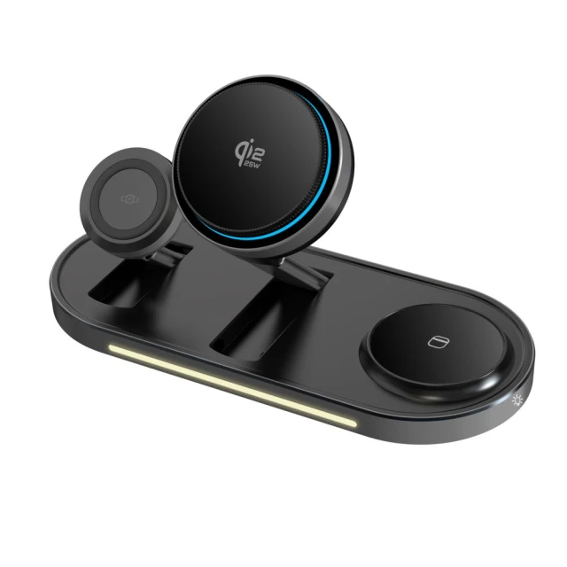 Бездротова зарядка Tech-Protect A51 ArcticBoost 3in1 Magnetic 25W Qi2.2 Black with MagSafe (5906302392988)