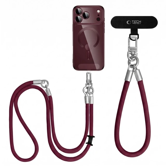 Аксесуар Tech-Protect C10S Rope Crossbody & Wrist Burgundy (5906302399765)