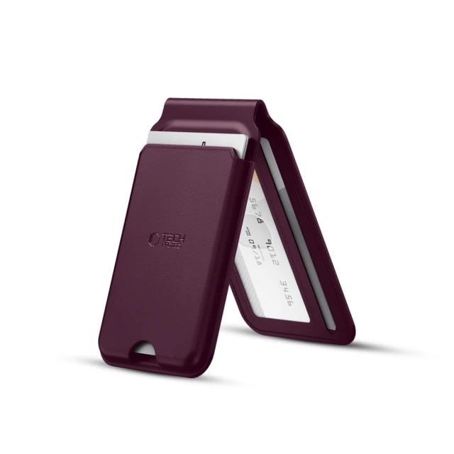 Магнітний картхолдер Tech-Protect MagWallet Stand MagSafe з RFID Burgundy (5906302399789)