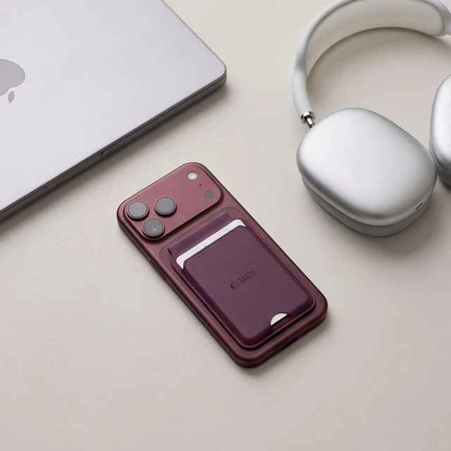Магнітний картхолдер Tech-Protect MagWallet Stand MagSafe з RFID Burgundy (5906302399789)