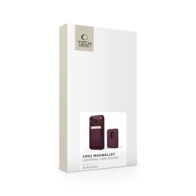 Магнітний картхолдер Tech-Protect CH01 MagWallet MagSafe Burgundy (5906302399796)