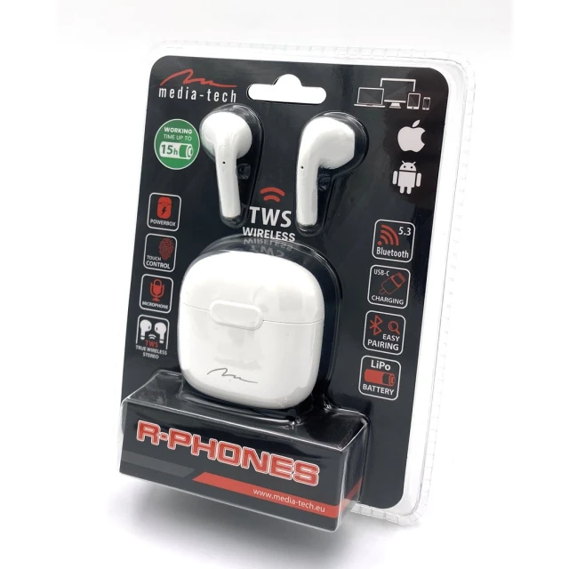 Навушники Media-Tech MT3589W Bluetooth з вбудованим мікрофоном Black (5906453180380)