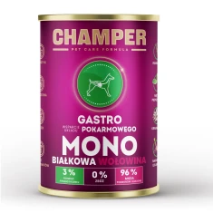 Вологий корм для собак CHAMPER Gastro монобілковий з яловичиною 400 г (5906647642564)