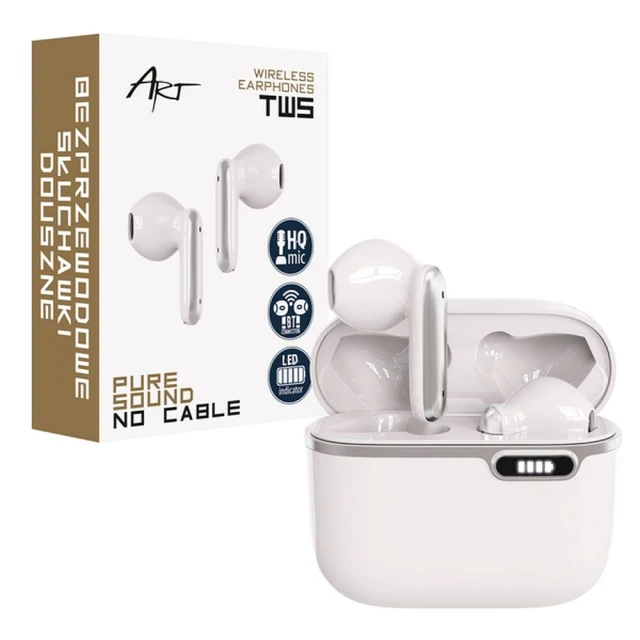 Бездротові навушники ART AP-TW-B4W TWS з док-станцією USB C White (5906721170884)