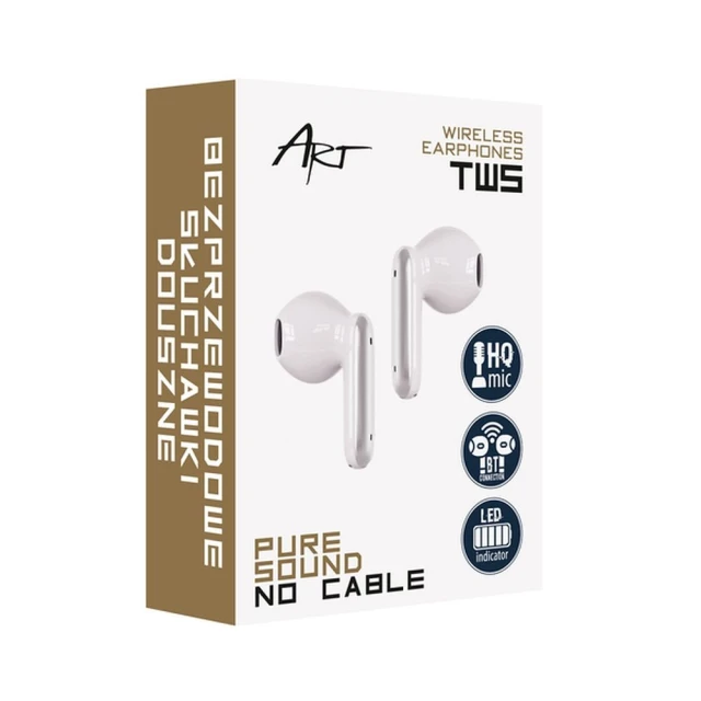Бездротові навушники ART AP-TW-B4W TWS з док-станцією USB C White (5906721170884)