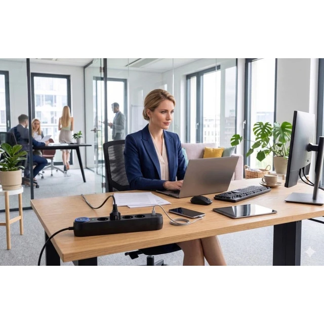 Подовжувач Art FU810 4 розетки + 2x USB-A + USB-C 1.5 м Black (5906721173021)