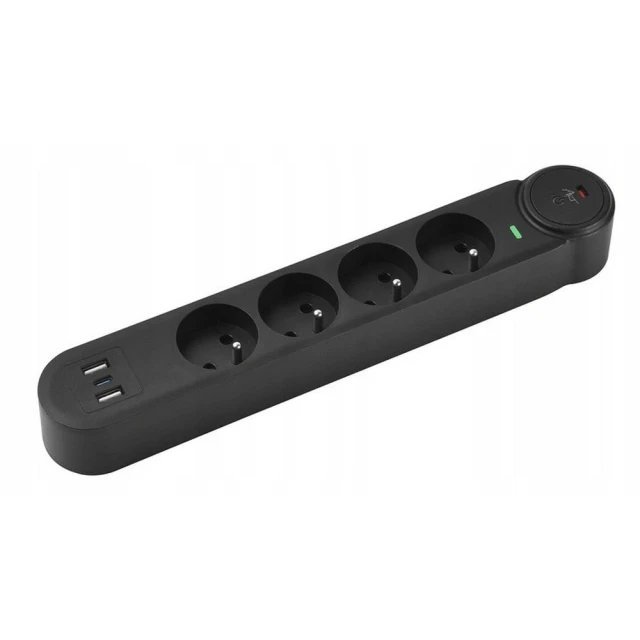 Подовжувач Art FU810 4 розетки + 2x USB-A + USB-C 1.5 м Black (5906721173021)