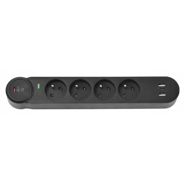 Подовжувач Art FU810 4 розетки + 2x USB-A + USB-C 1.5 м Black (5906721173021)