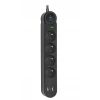 Подовжувач Art FU810 4 розетки + 2x USB-A + USB-C 1.5 м Black (5906721173021)