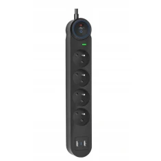 Подовжувач Art FU810 4 розетки + 2x USB-A + USB-C 1.5 м Black (5906721173021)