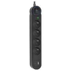 Подовжувач Art FU910 4 розетки + USB-A + USB-C 1.5 м Black (5906721173045)
