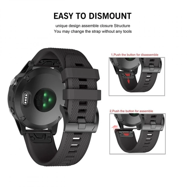 Ремінець Tech-Protect Smooth для Garmin Fenix 3 | 5X | 3HR | 5X Plus | 6X | 6X Pro | 7X Black (5906735412598)