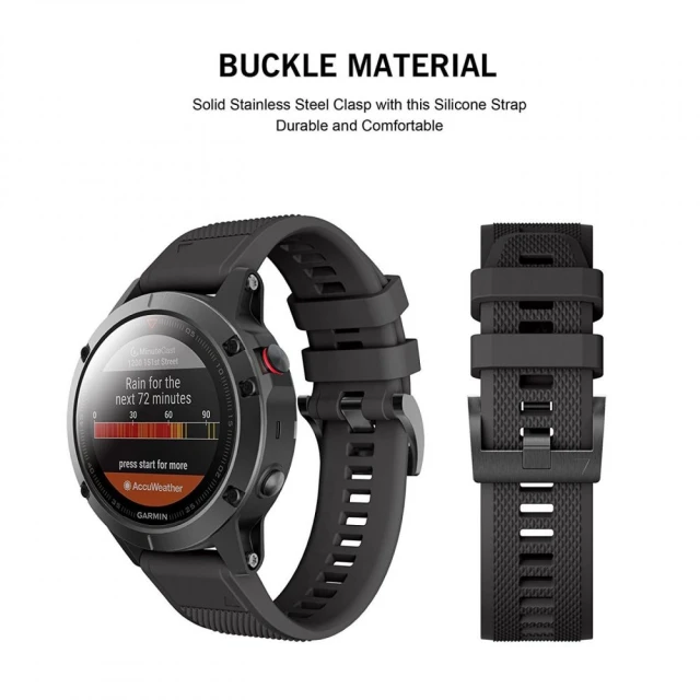 Ремінець Tech-Protect Smooth для Garmin Fenix 5 | 6 | 6 Pro | 7 Black (5906735412635)