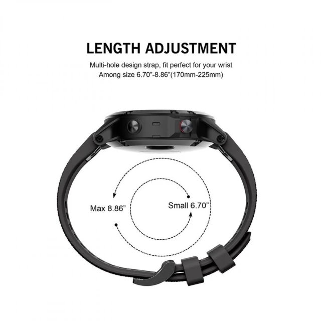 Ремінець Tech-Protect Smooth для Garmin Fenix 5 | 6 | 6 Pro | 7 Black (5906735412635)