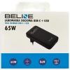 Зарядний пристрій Beline 1x USB-C + 1x USB 65W Black PD 3.0 + QC 3.0 (BLN2CW65)