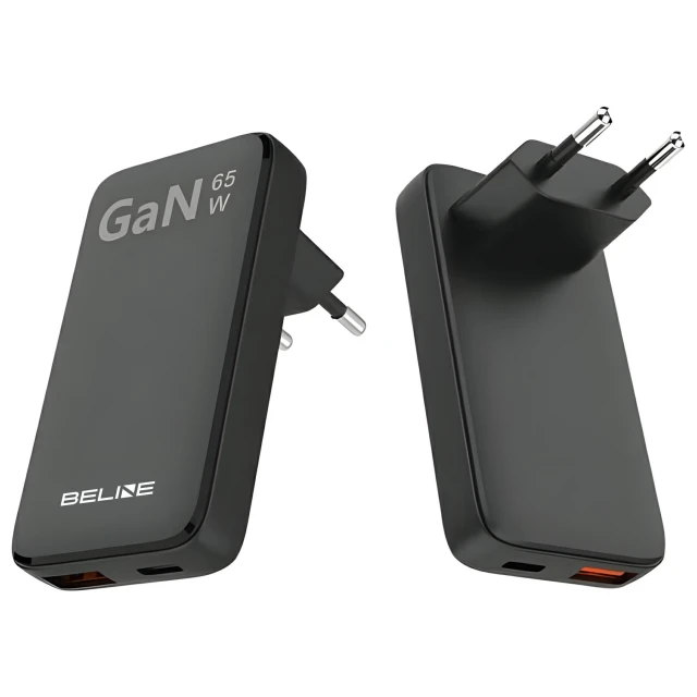 Зарядний пристрій Beline 1x USB-C + 1x USB 65W Black PD 3.0 + QC 3.0 (BLN2CW65)