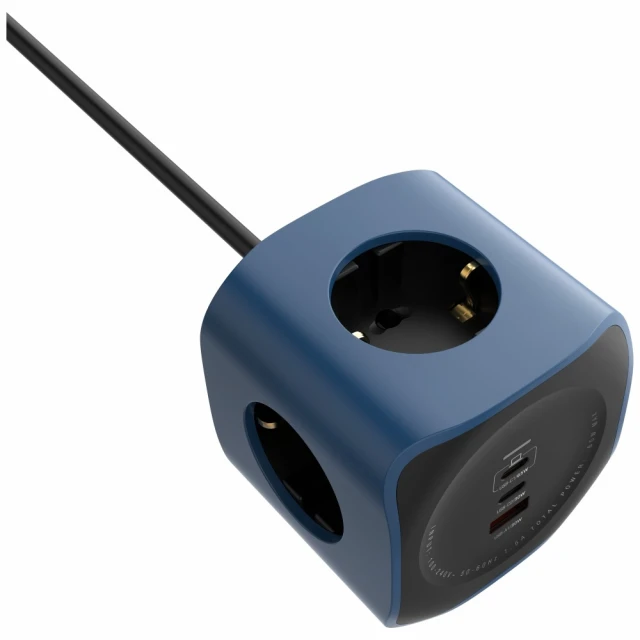 Розетка Cellline Power Socket Cube 6в1 2500W USB/2xUSB-C 65W Синій (5906849665941)