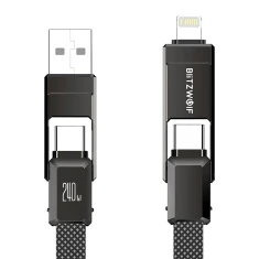 Кабель BlitzWolf BW-HDC7 USB-A/USB-C-USB-C/Lightning 1.2m 240W Black