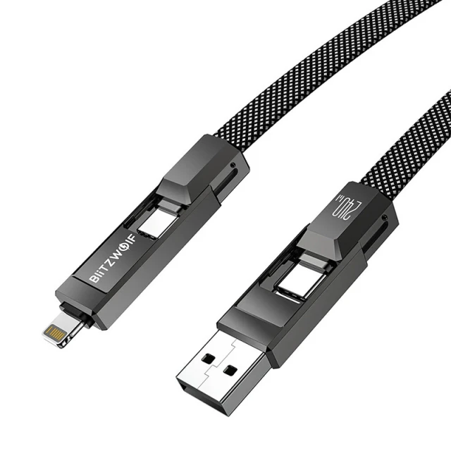 Кабель BlitzWolf BW-HDC7 USB-A/USB-C-USB-C/Lightning 1.2m 240W Black