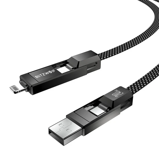 Кабель BlitzWolf BW-HDC7 USB-A/USB-C-USB-C/Lightning 1.2m 240W Black